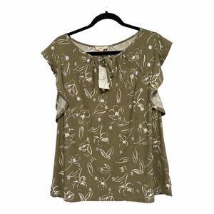 Chic Olive Floral Women's Blouse XL NWT